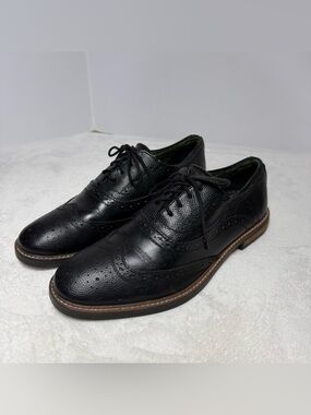 Ben Sherman Black Perforated Leather Brogue Derby Shoes